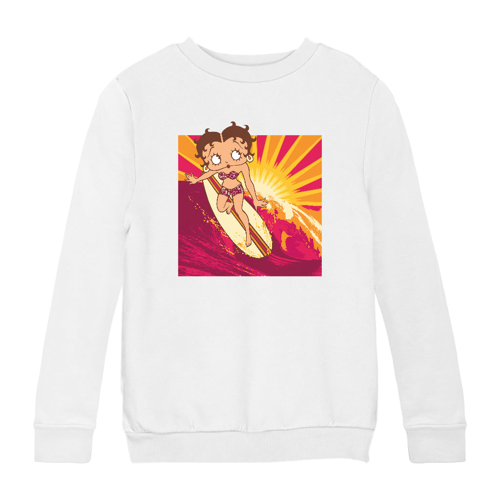 Betty Boop Sunset Surfer Kids Sweatshirt