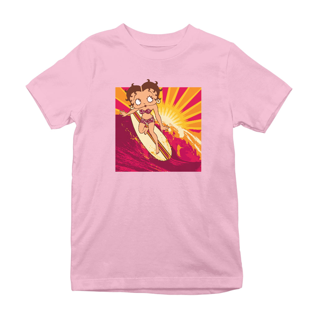 Betty Boop Sunset Surfer Kids T-Shirt