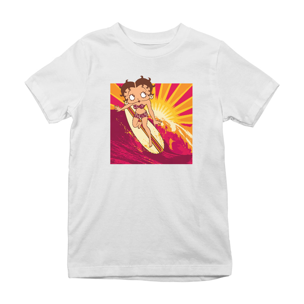 Betty Boop Sunset Surfer Kids T-Shirt