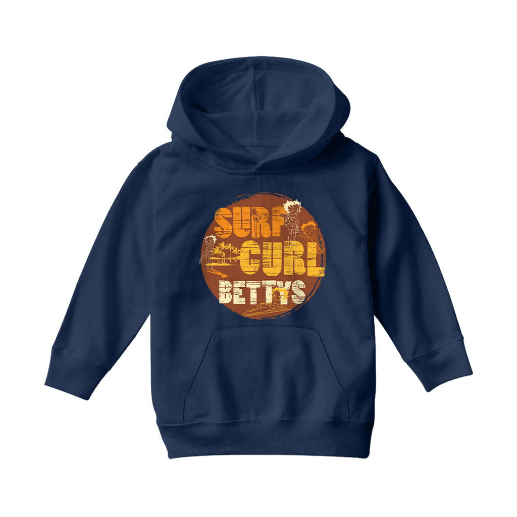 Betty Boop Surf Curls Beach Kids Hooded Sweatshirt