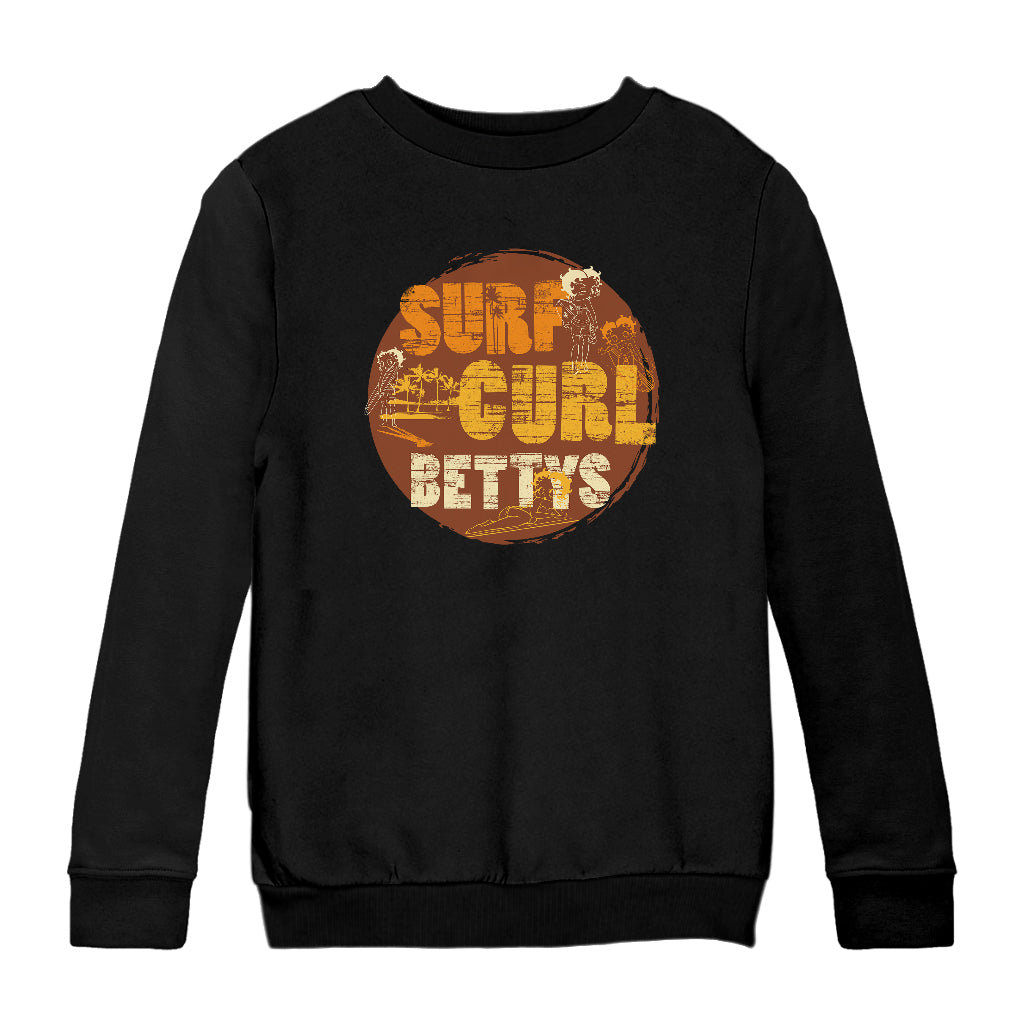 Betty Boop Surf Curls Beach Kids Sweatshirt