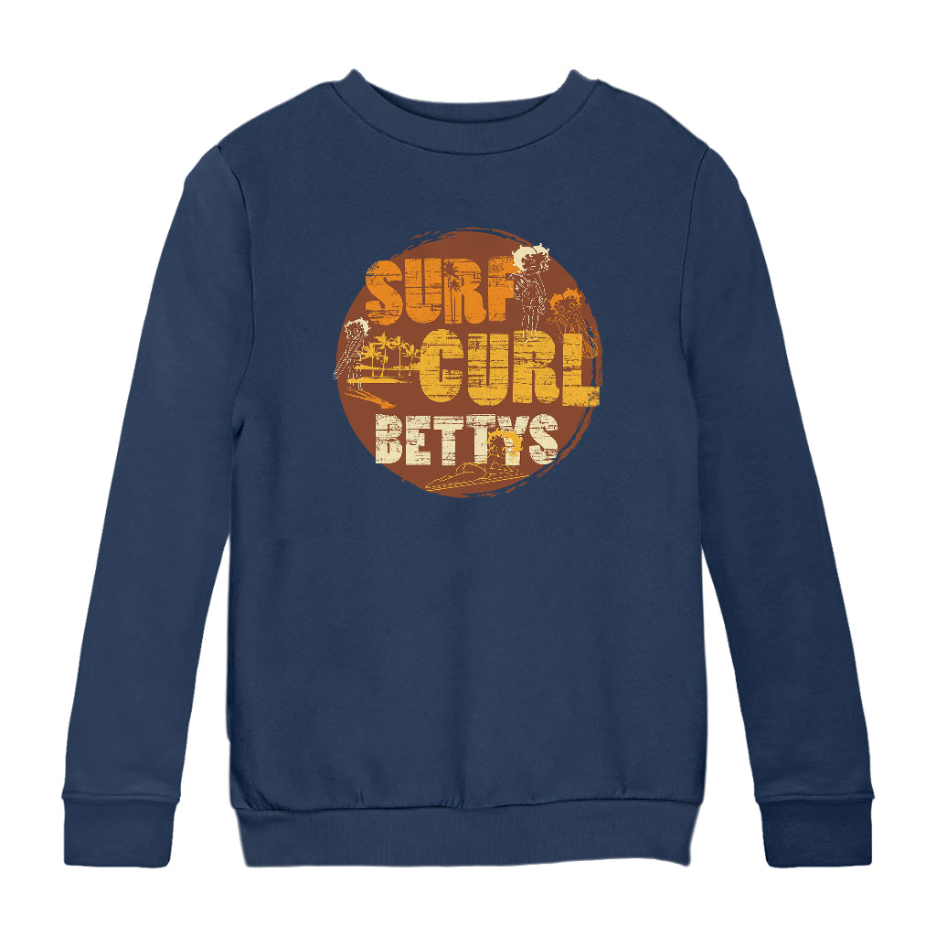 Betty Boop Surf Curls Beach Kids Sweatshirt