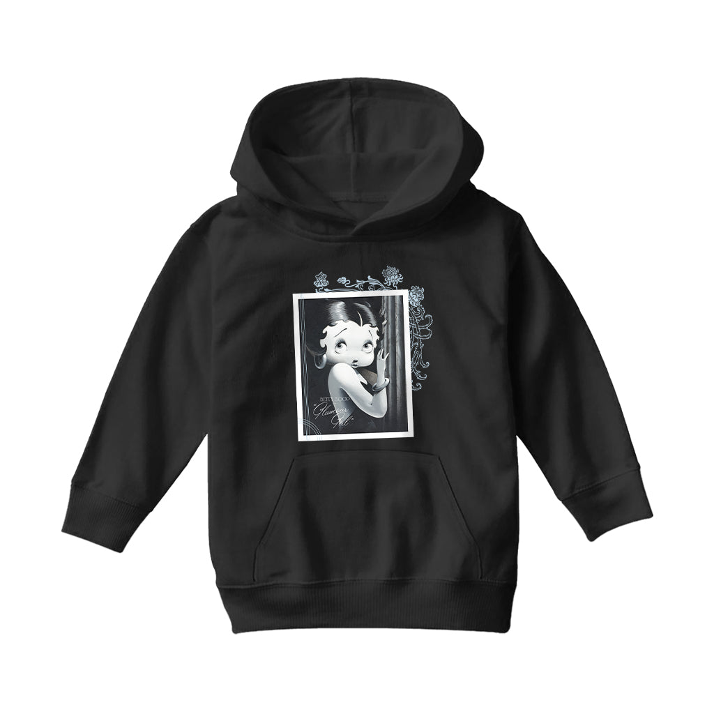 Betty Boop Floral Frame Glamour Girl Kids Hooded Sweatshirt