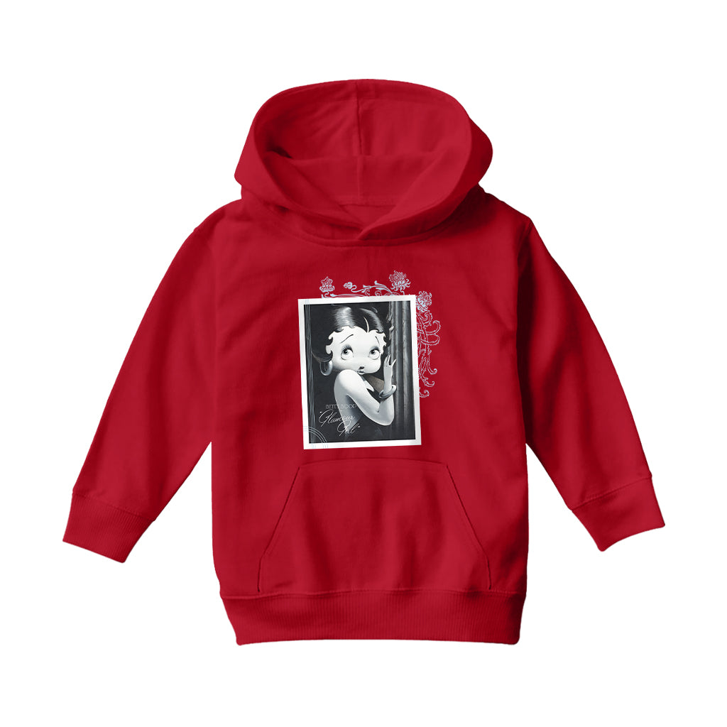 Betty Boop Floral Frame Glamour Girl Kids Hooded Sweatshirt