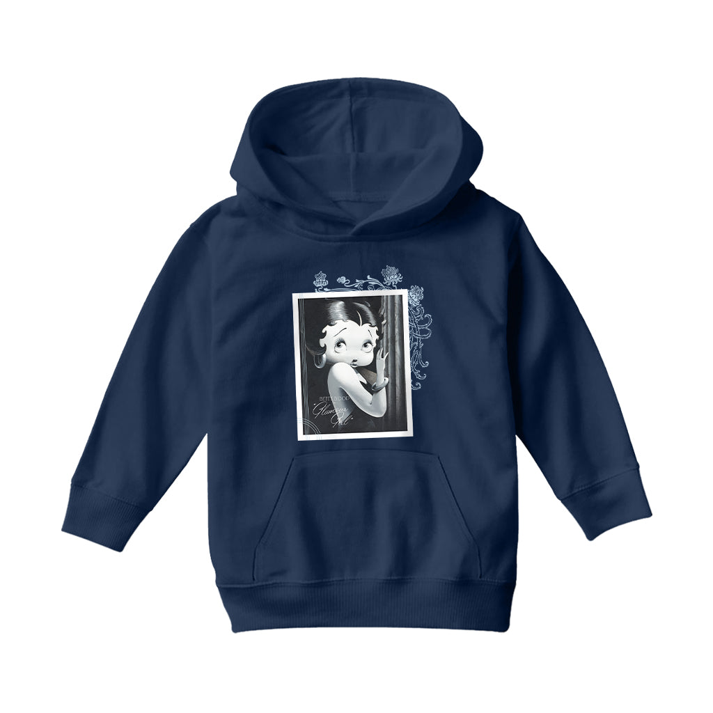Betty Boop Floral Frame Glamour Girl Kids Hooded Sweatshirt