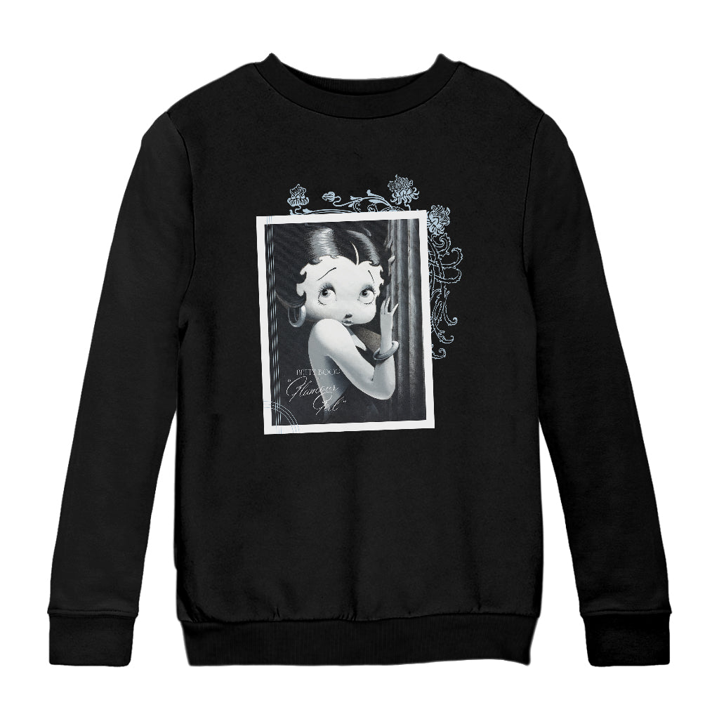 Betty Boop Floral Frame Glamour Girl Kids Sweatshirt