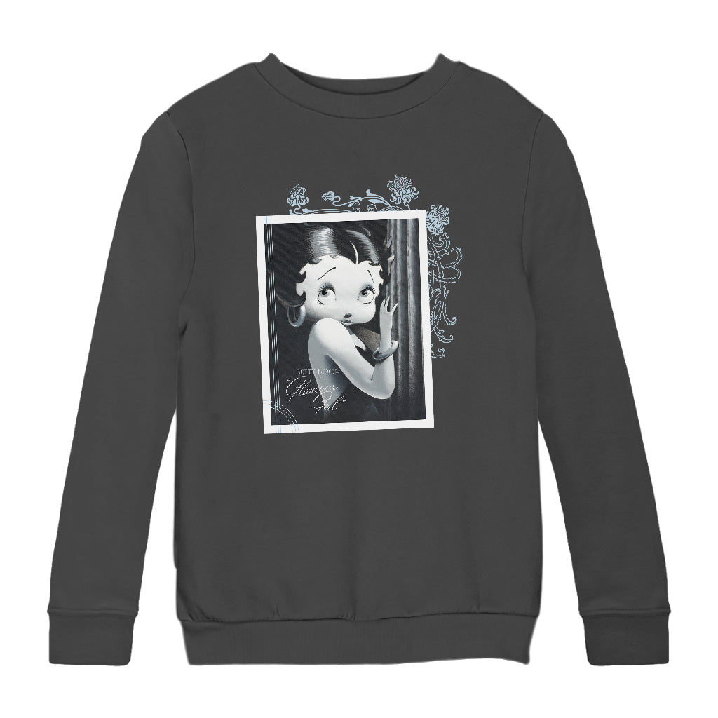 Betty Boop Floral Frame Glamour Girl Kids Sweatshirt