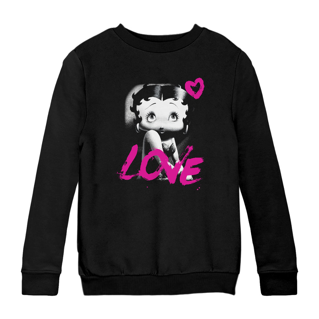 Betty Boop Glamour Heart Love Kids Sweatshirt