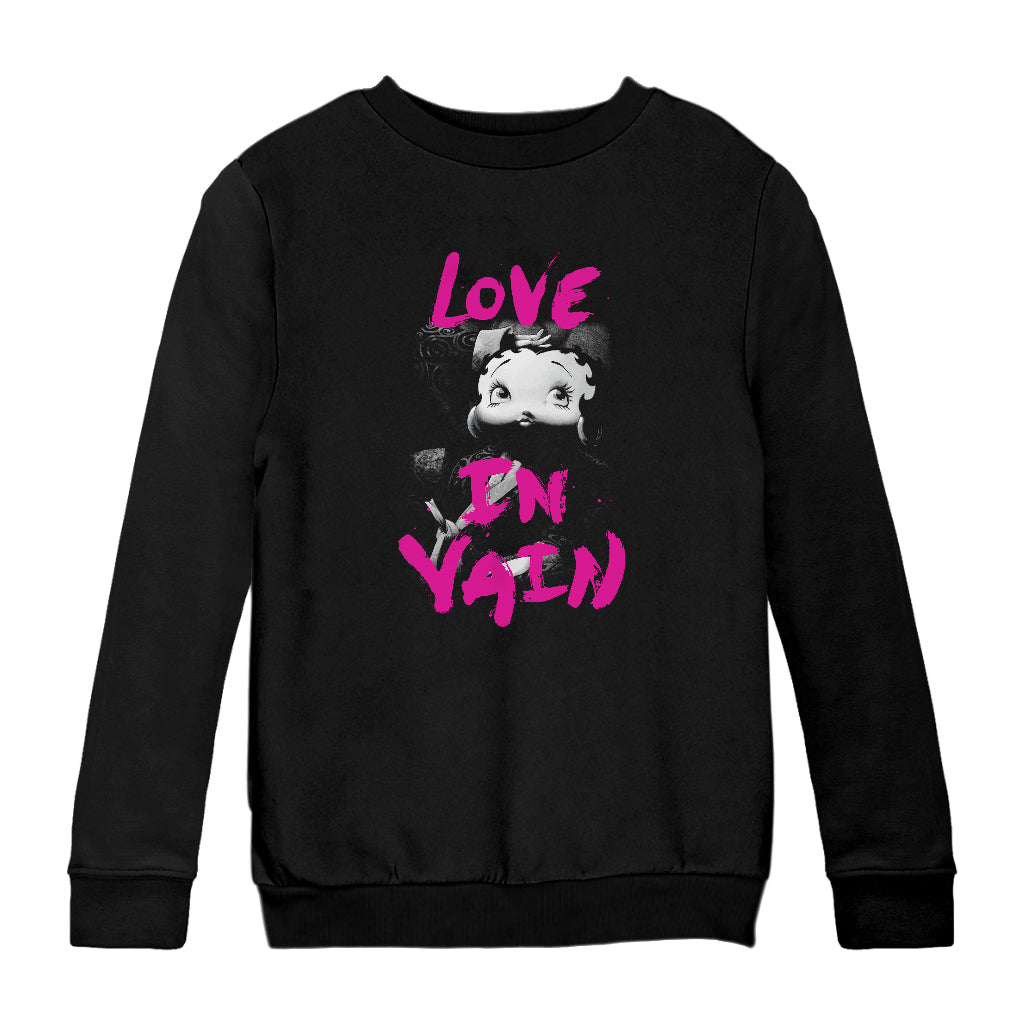 Betty Boop Glamour Love In Vain Kids Sweatshirt