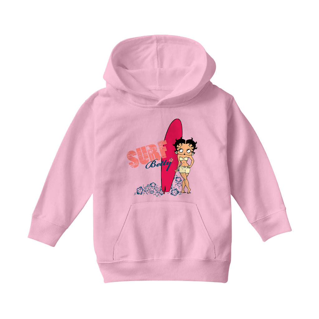 Betty Boop Surf Red Board Kids Hooded Sweatshirt
