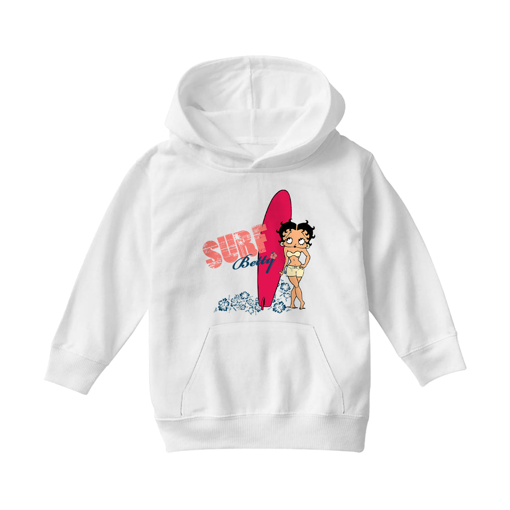 Betty Boop Surf Red Board Kids Hooded Sweatshirt