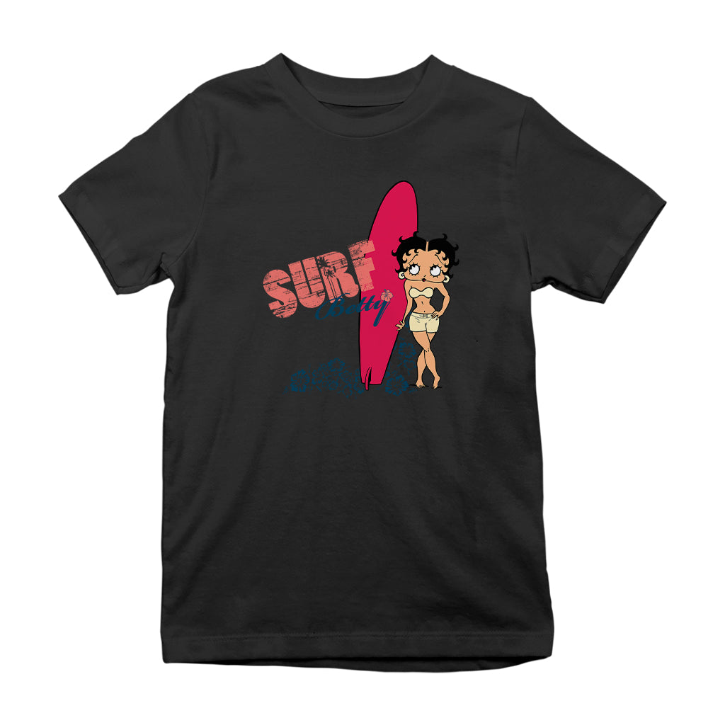Betty Boop Surf Red Board Kids T-Shirt