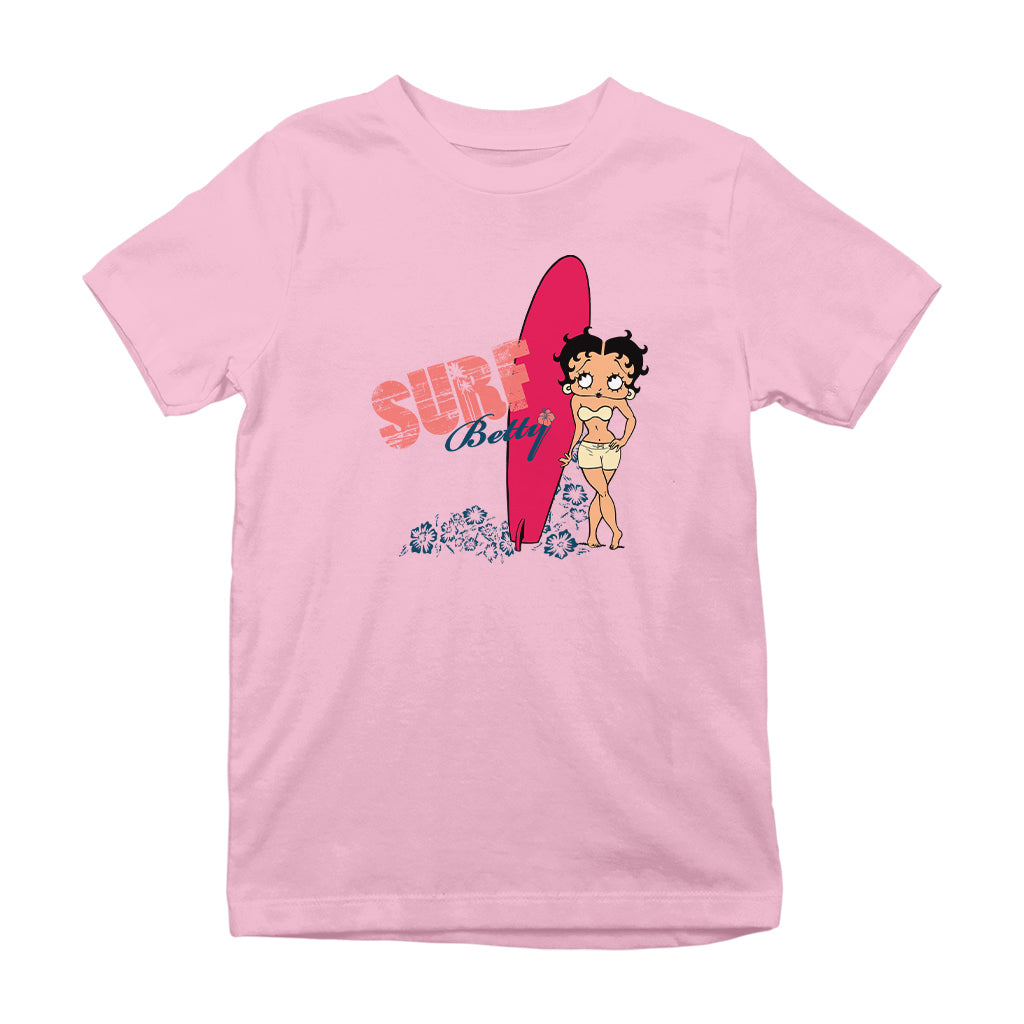 Betty Boop Surf Red Board Kids T-Shirt