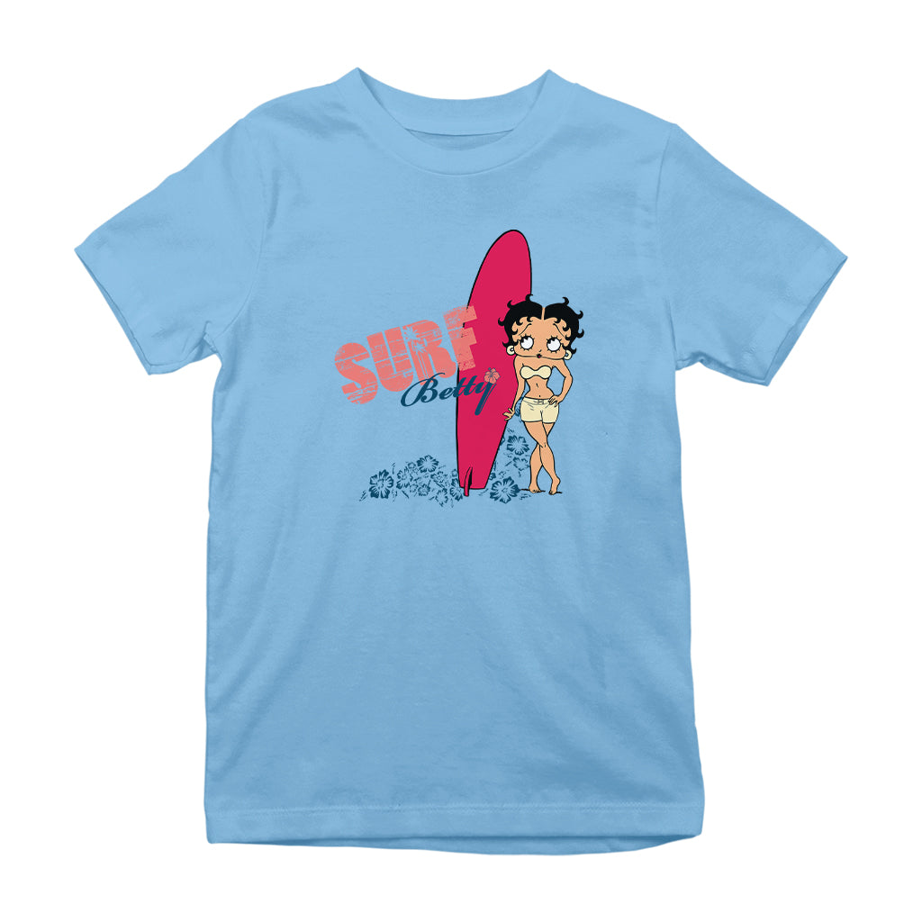 Betty Boop Surf Red Board Kids T-Shirt
