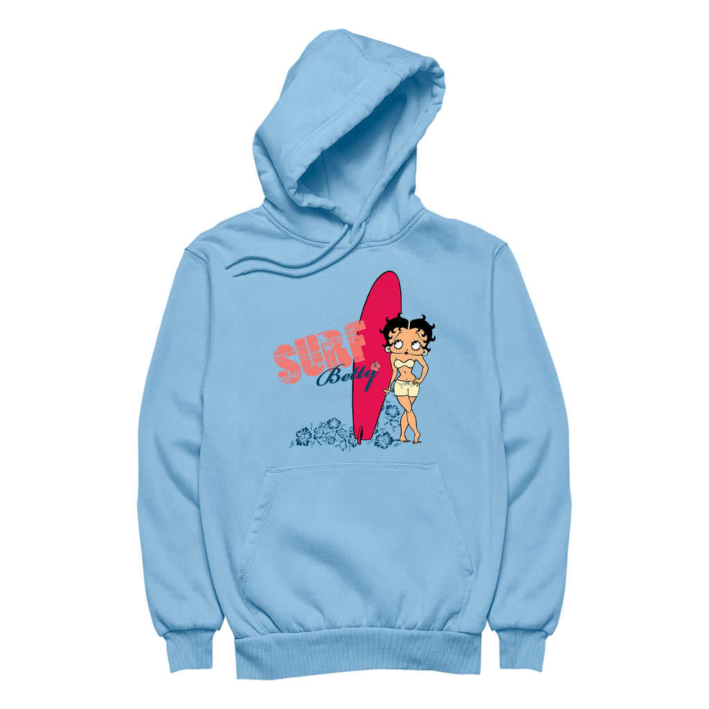 Betty Boop Surf Red Board Women's Hooded Sweatshirt