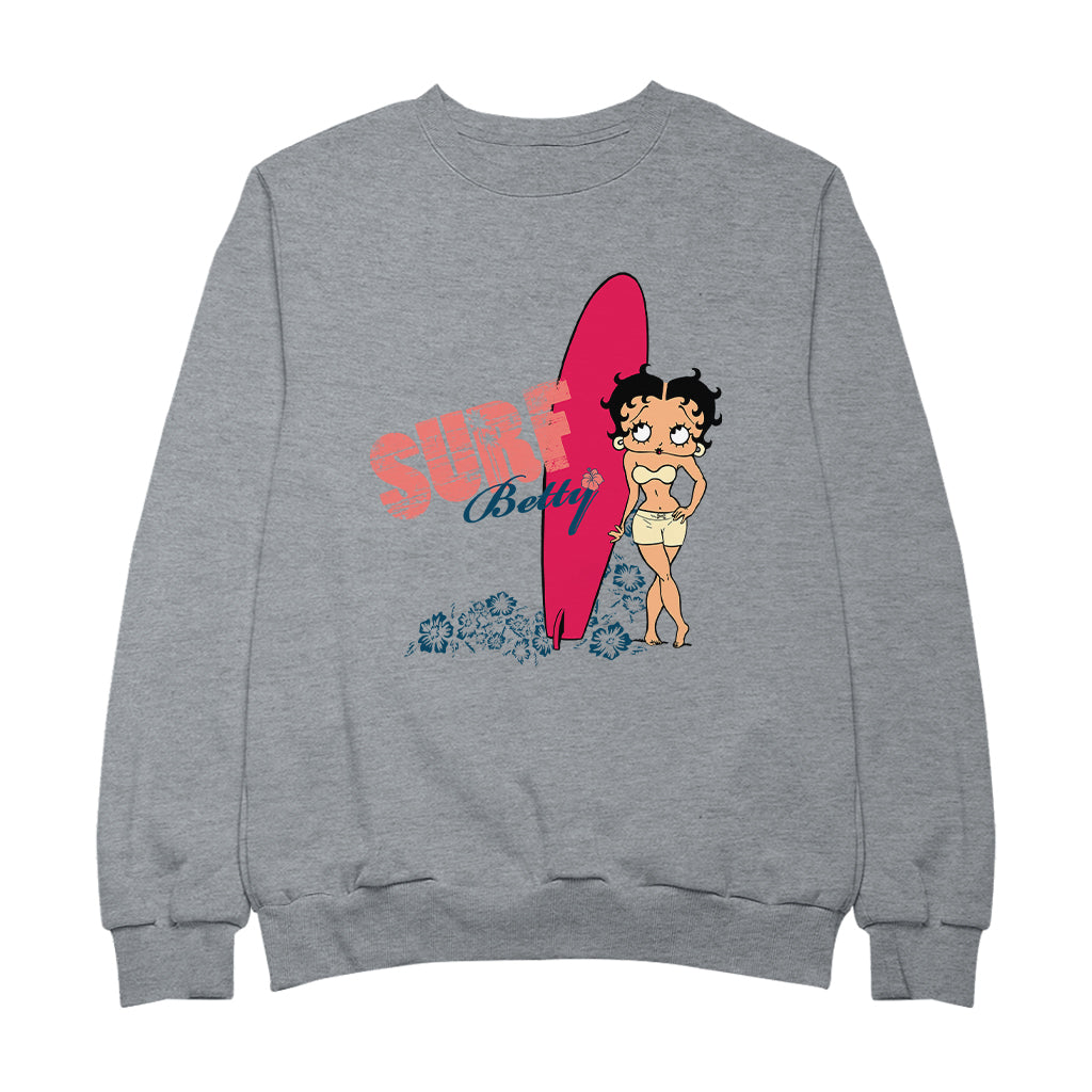 Betty Boop Surf Red Board Women's Sweatshirt