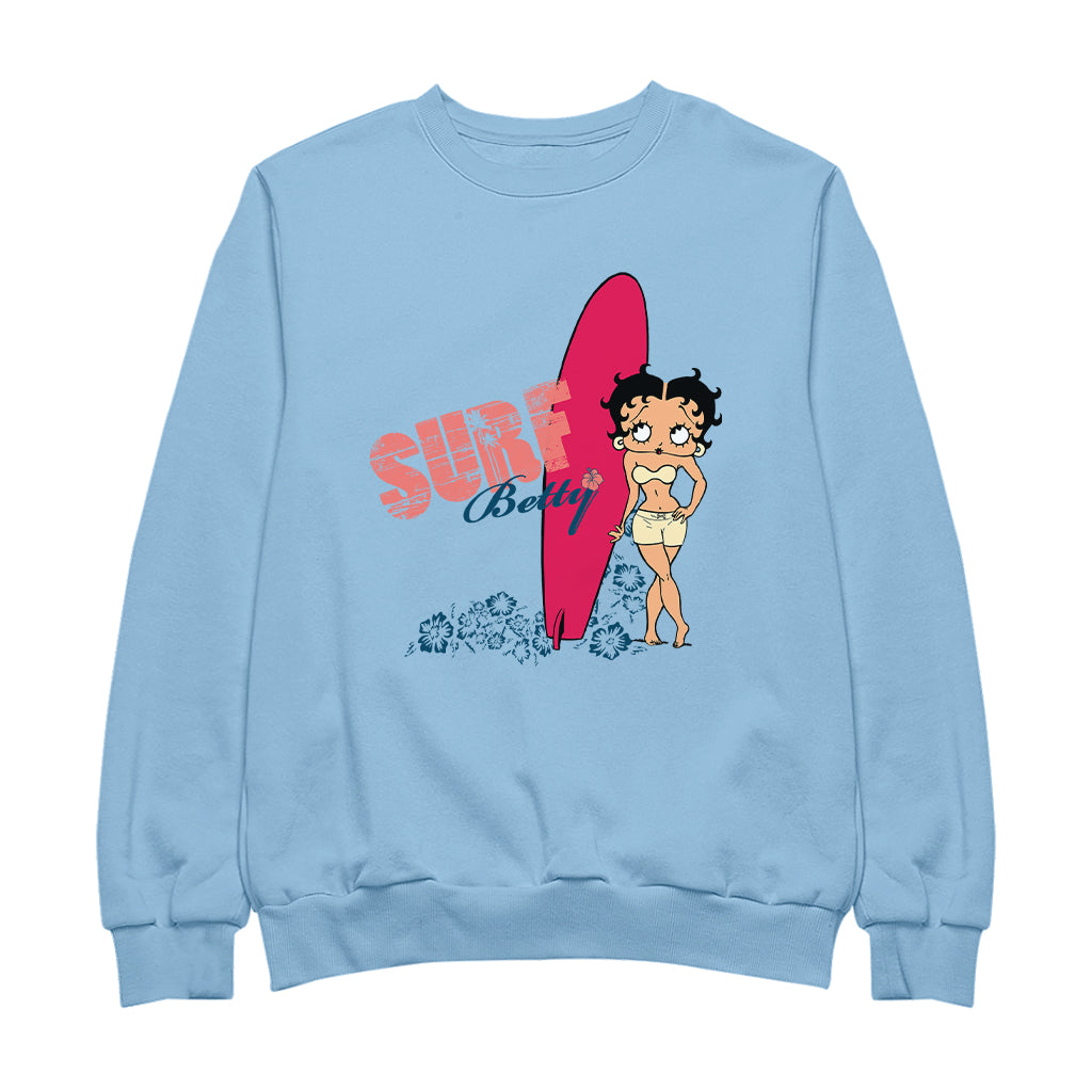 Betty Boop Surf Red Board Women's Sweatshirt