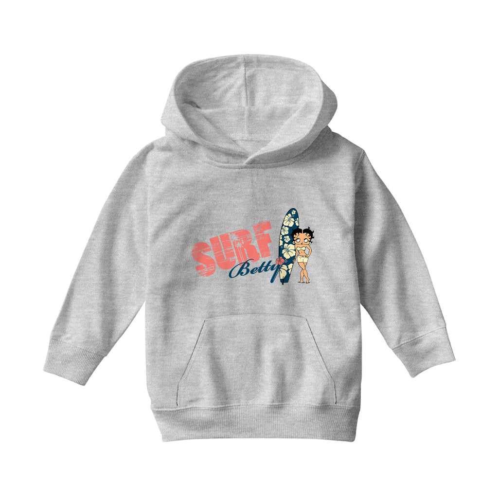 Betty Boop Surf Hawaii Floral Board Kids Hooded Sweatshirt