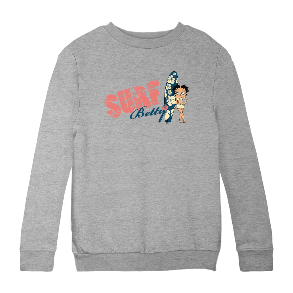 Betty Boop Surf Hawaii Floral Board Kids Sweatshirt