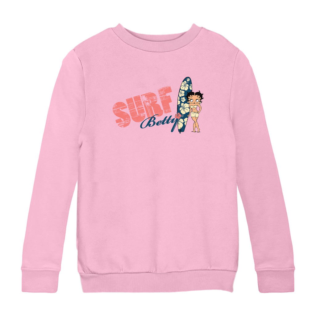 Betty Boop Surf Hawaii Floral Board Kids Sweatshirt