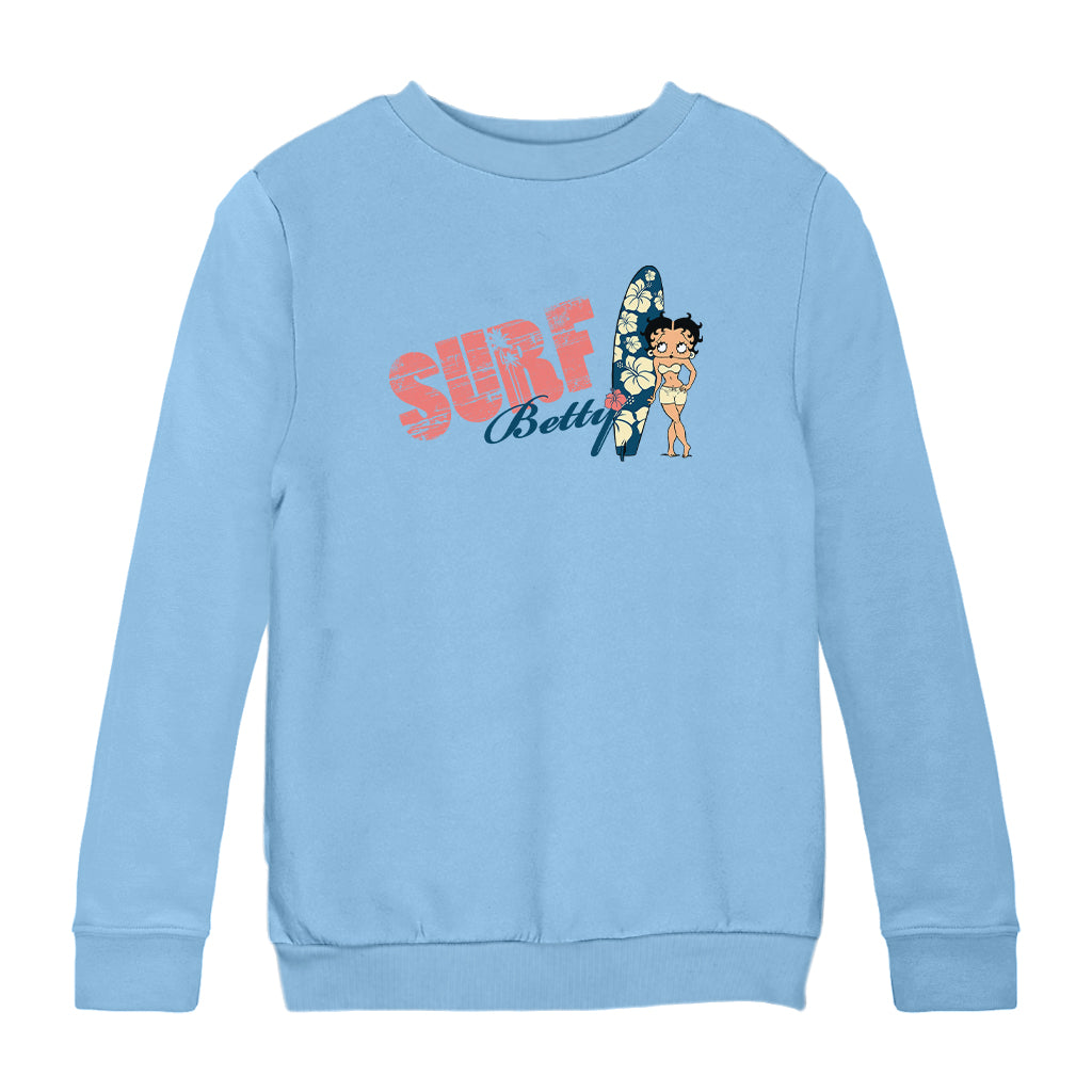 Betty Boop Surf Hawaii Floral Board Kids Sweatshirt