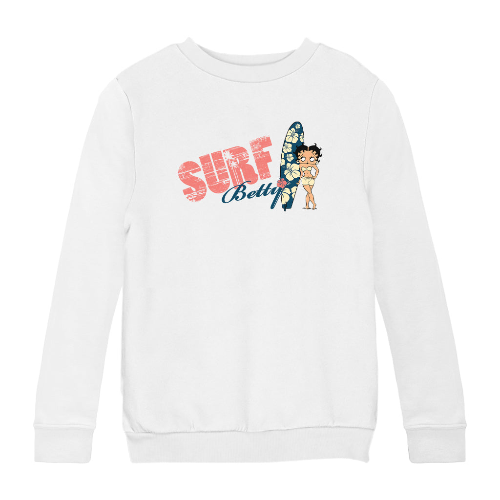 Betty Boop Surf Hawaii Floral Board Kids Sweatshirt