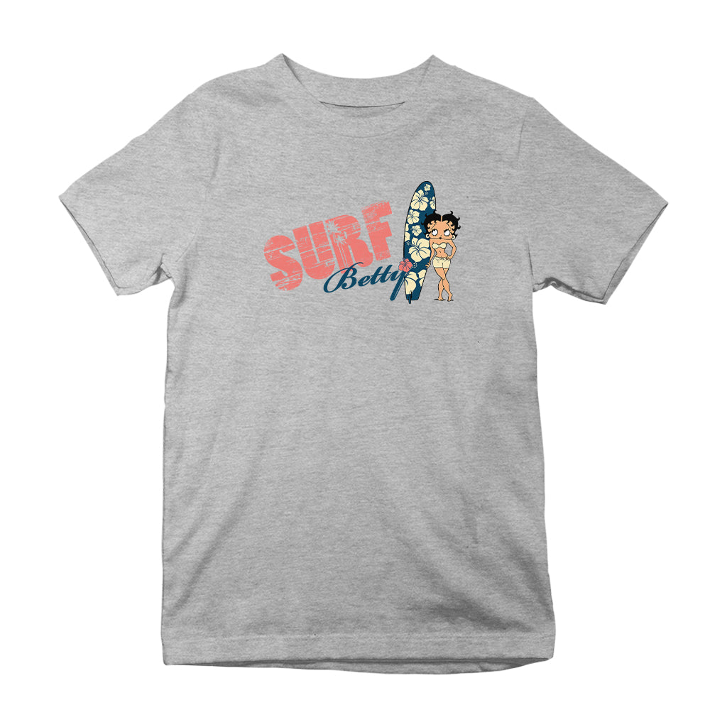 Betty Boop Surf Hawaii Floral Board Kids T-Shirt