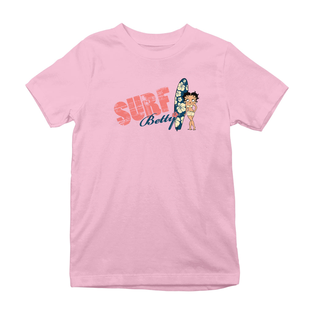 Betty Boop Surf Hawaii Floral Board Kids T-Shirt