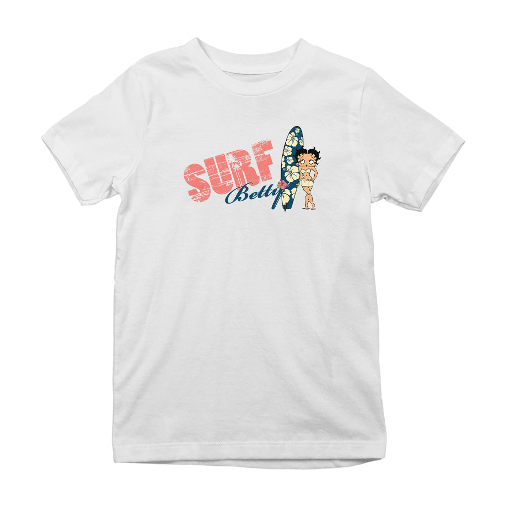 Betty Boop Surf Hawaii Floral Board Kids T-Shirt