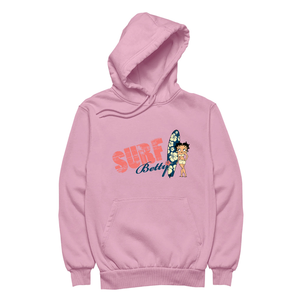 Betty Boop Surf Hawaii Floral Board Men's Hooded Sweatshirt