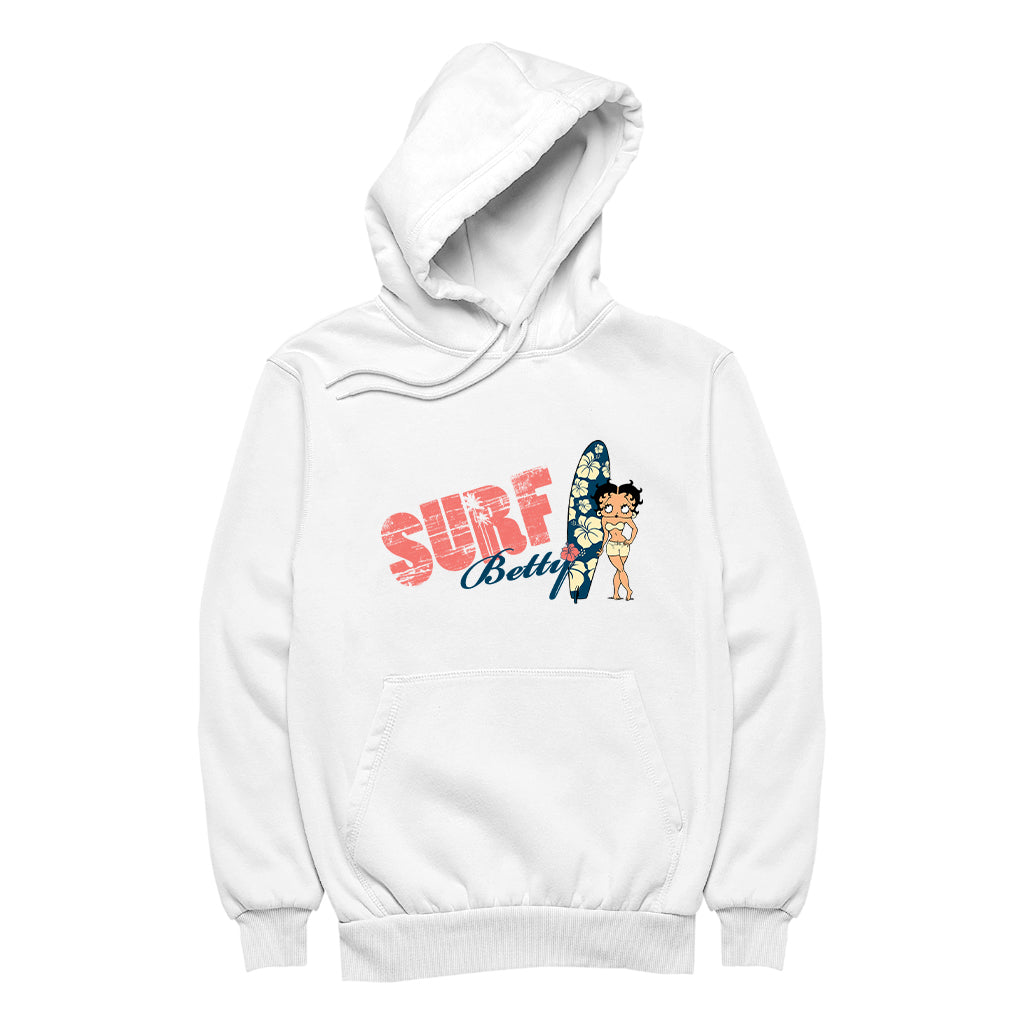 Betty Boop Surf Hawaii Floral Board Men's Hooded Sweatshirt