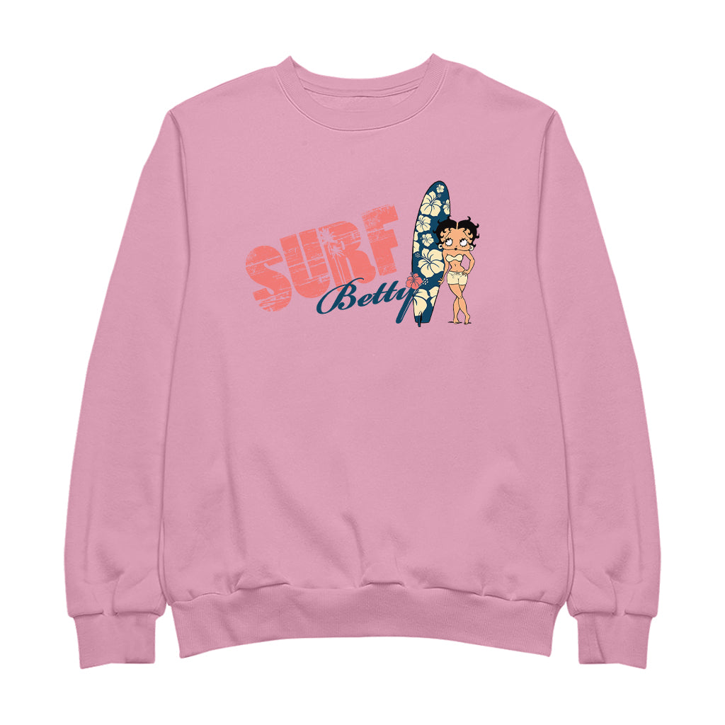 Betty Boop Surf Hawaii Floral Board Women's Sweatshirt