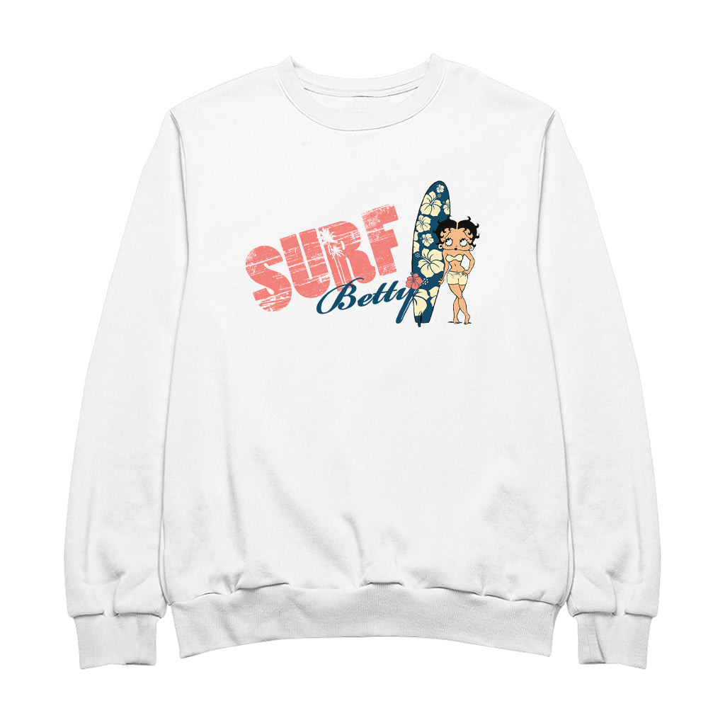 Betty Boop Surf Hawaii Floral Board Women's Sweatshirt