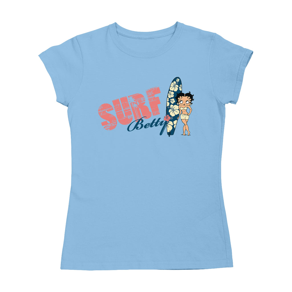 Betty Boop Surf Hawaii Floral Board Women's T-Shirt