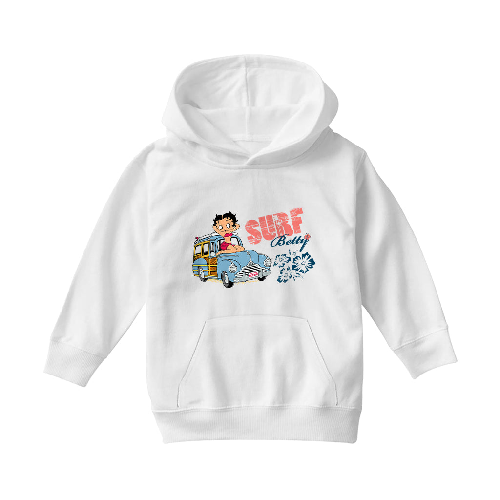 Betty Boop Pin Up Surf Car Kids Hooded Sweatshirt