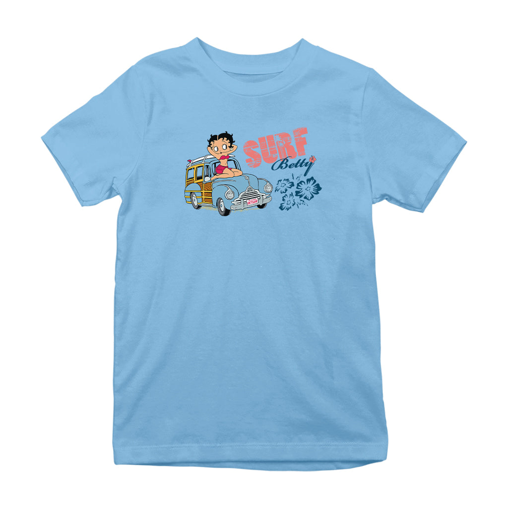 Betty Boop Pin Up Surf Car Kids T-Shirt