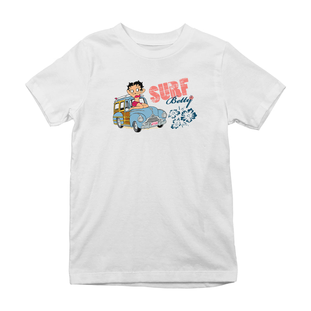 Betty Boop Pin Up Surf Car Kids T-Shirt