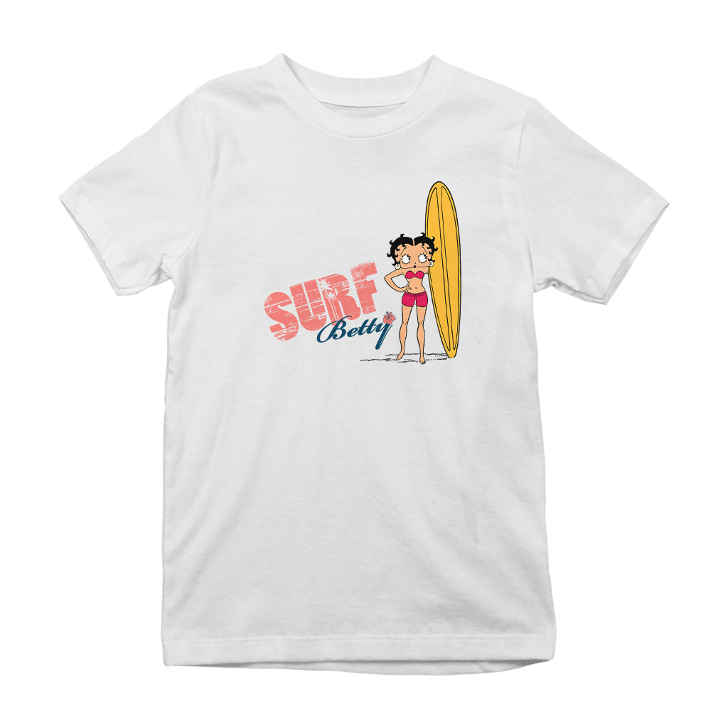 Betty Boop Surf Yellow Board Kids T-Shirt