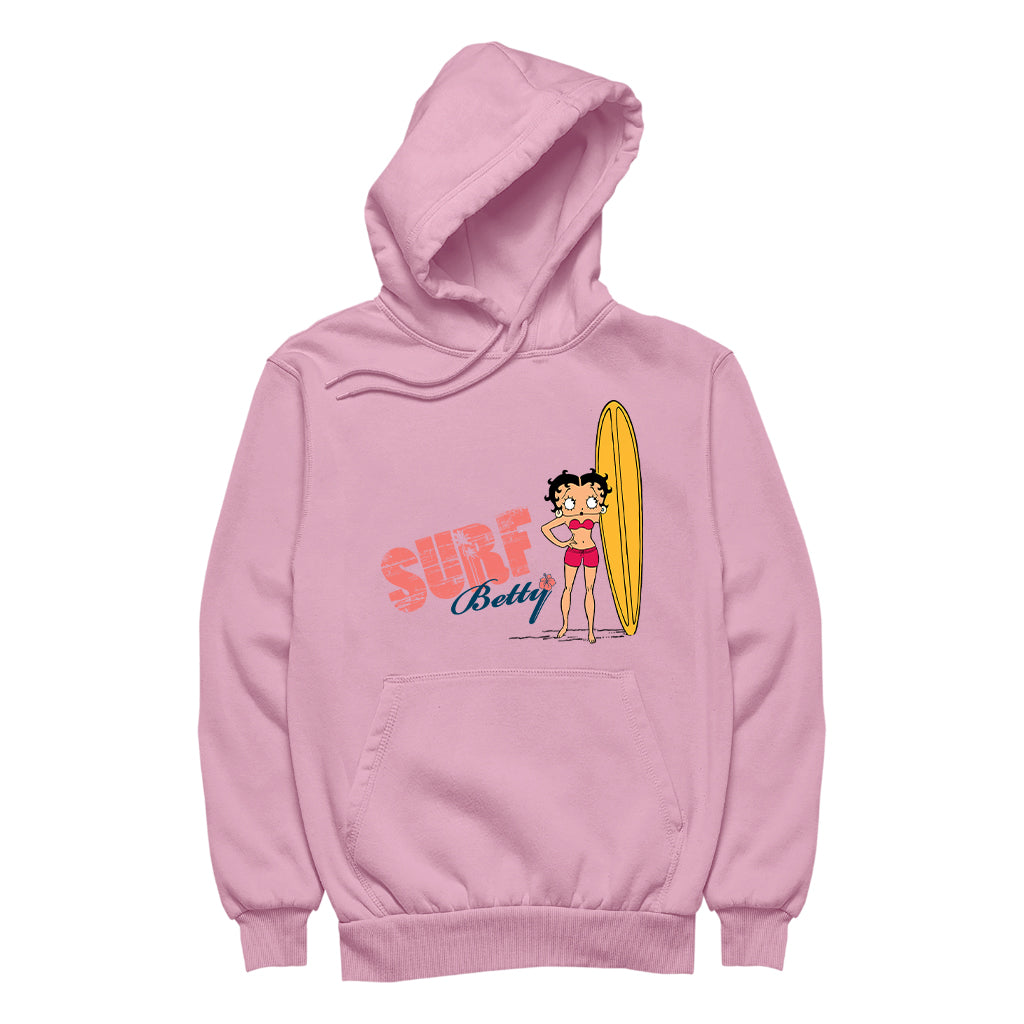 Betty Boop Surf Yellow Board Men's Hooded Sweatshirt