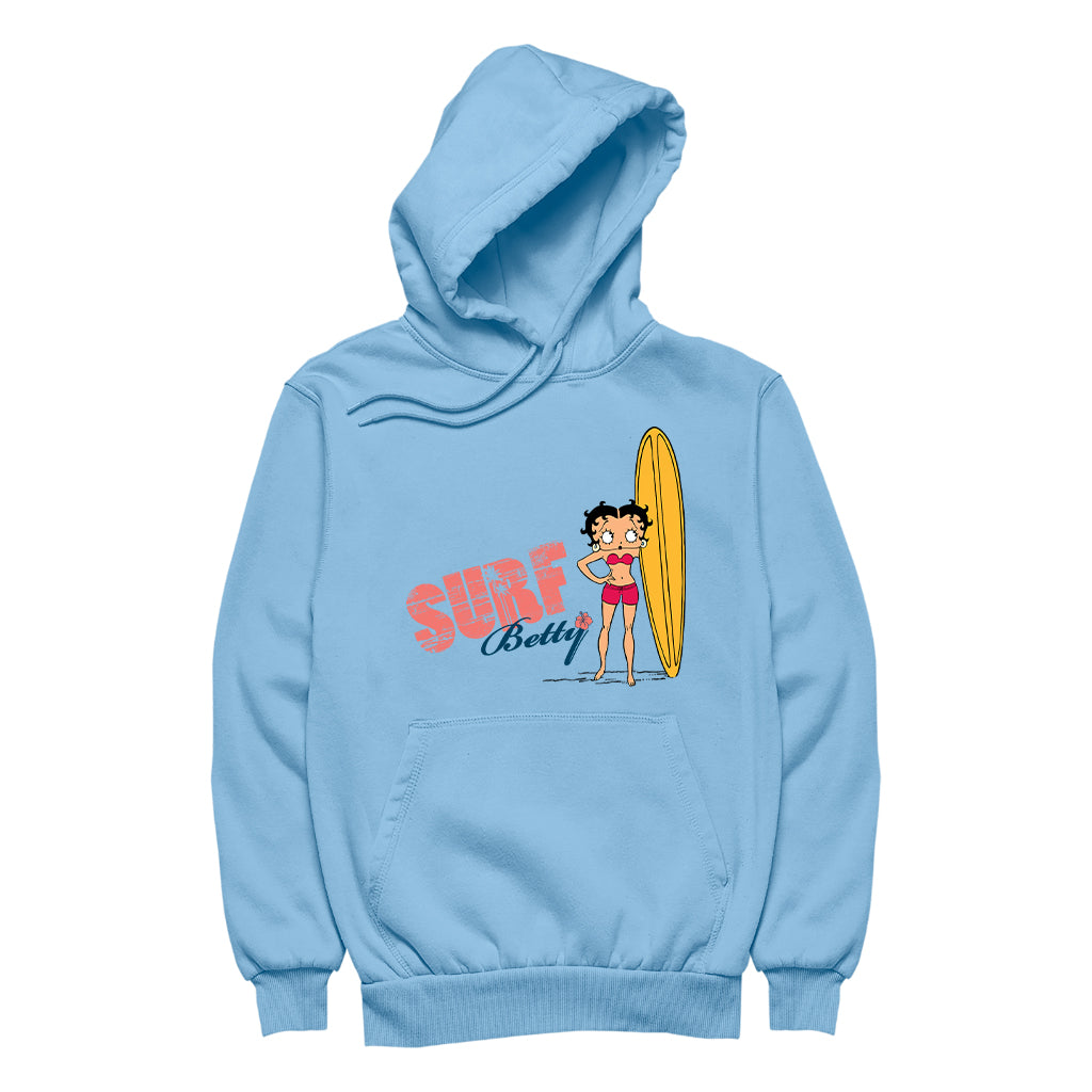 Betty Boop Surf Yellow Board Men's Hooded Sweatshirt