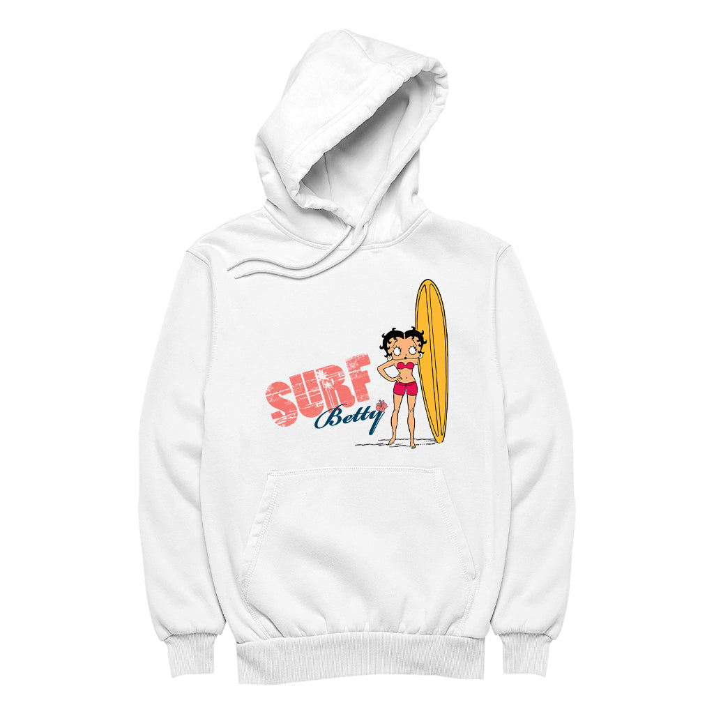 Betty Boop Surf Yellow Board Men's Hooded Sweatshirt