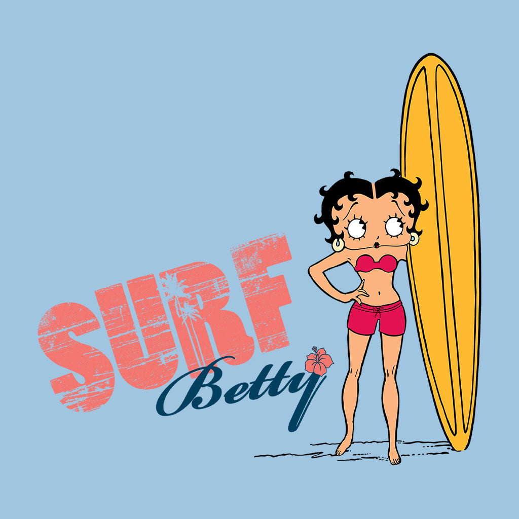 Betty Boop Surf Yellow Board Kids Hooded Sweatshirt