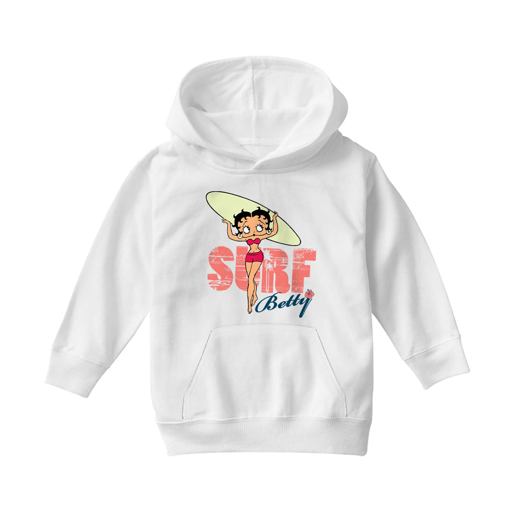 Betty Boop Surf Pale Green Board Kids Hooded Sweatshirt