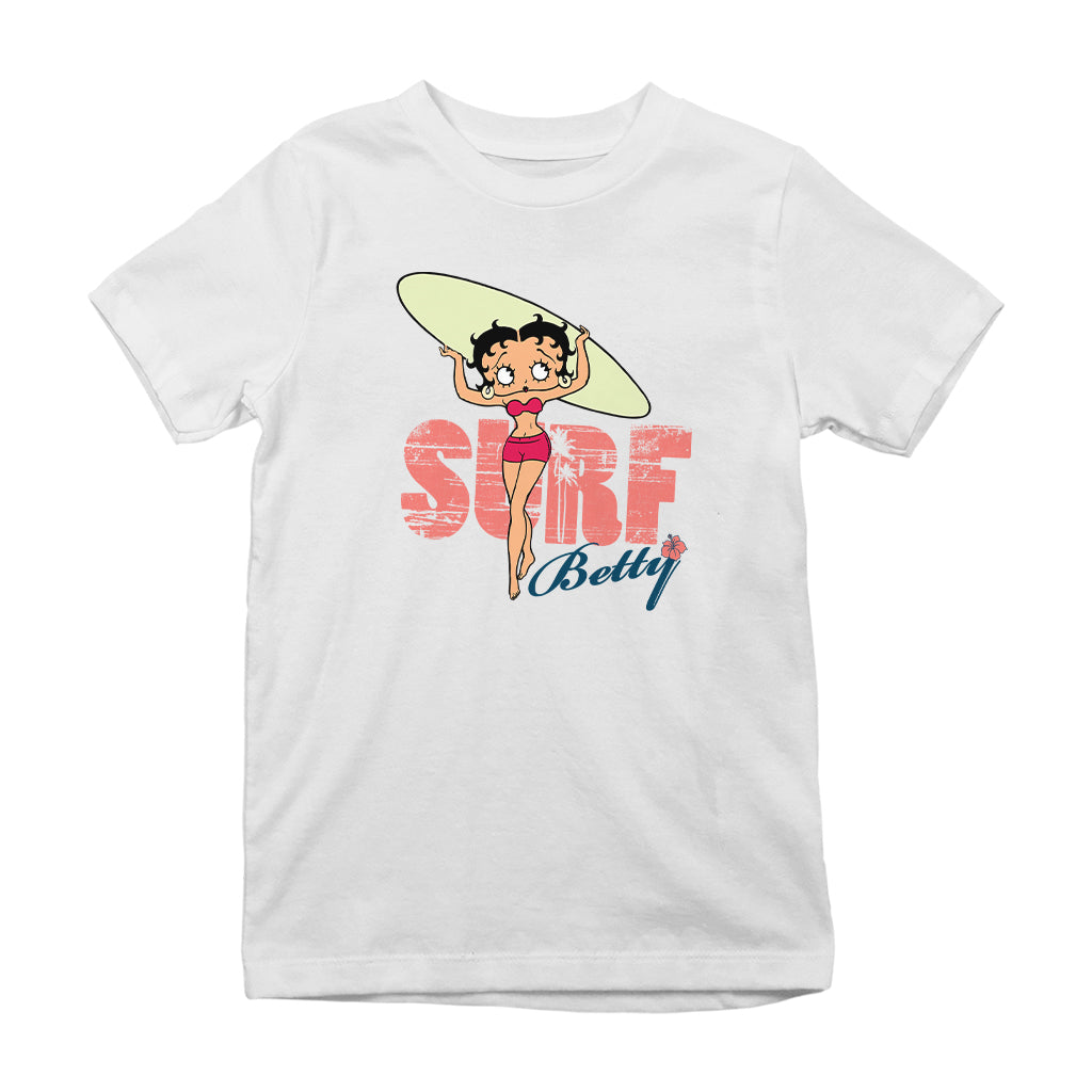 Betty Boop Surf Pale Green Board Kids T-Shirt