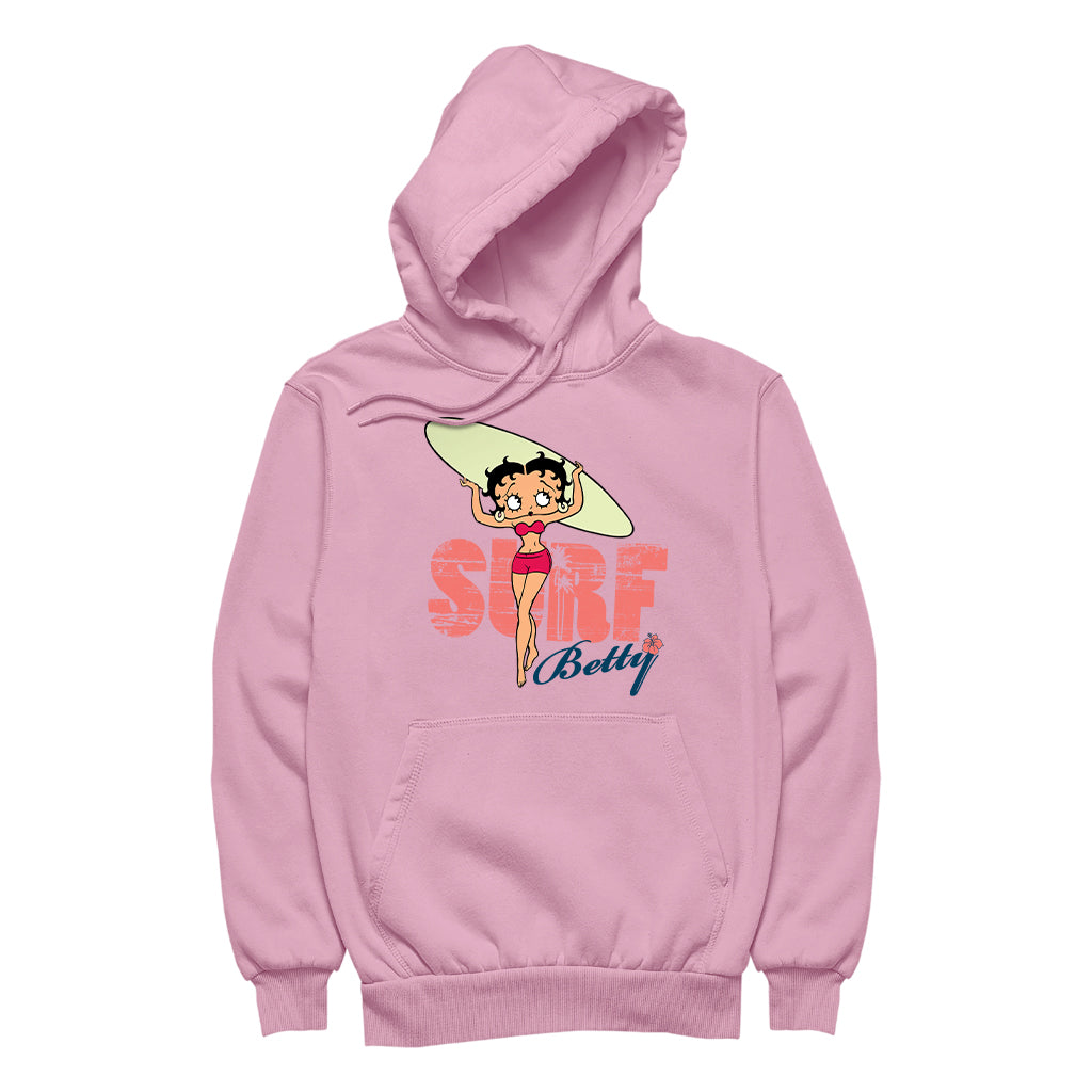 Betty Boop Surf Pale Green Board Women's Hooded Sweatshirt