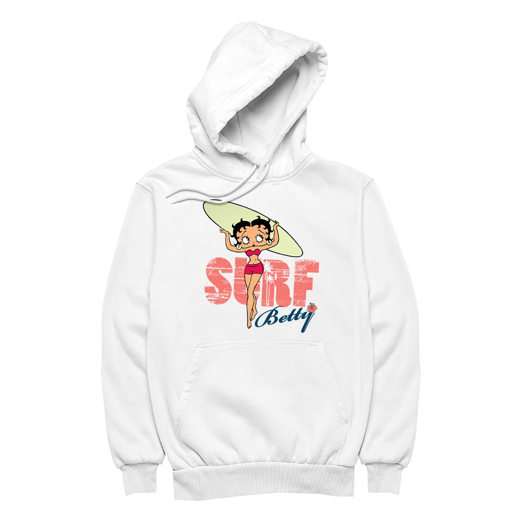 Betty Boop Surf Pale Green Board Women's Hooded Sweatshirt
