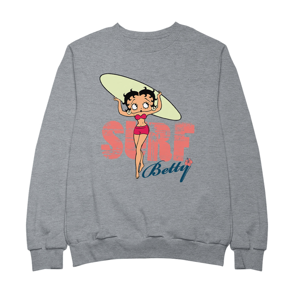 Betty Boop Surf Pale Green Board Women's Sweatshirt