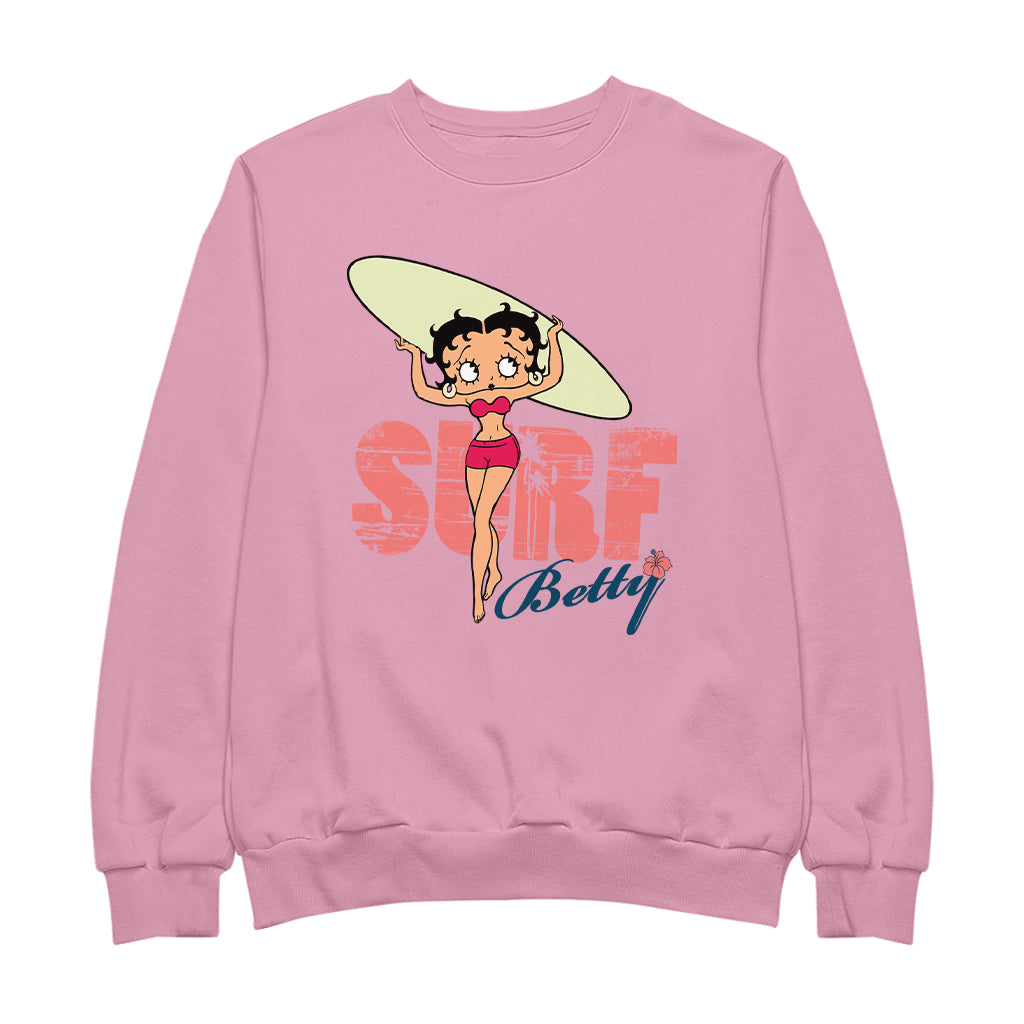 Betty Boop Surf Pale Green Board Women's Sweatshirt
