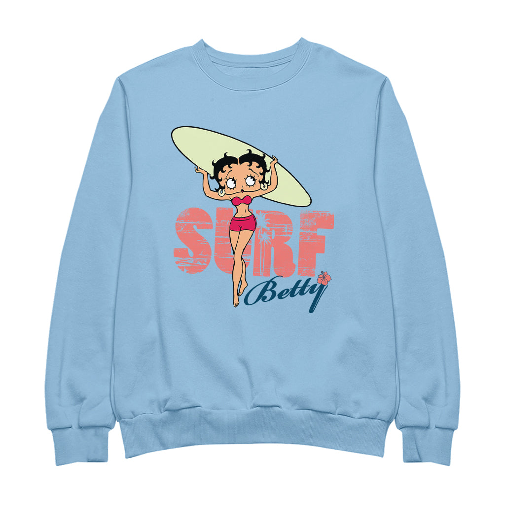 Betty Boop Surf Pale Green Board Women's Sweatshirt