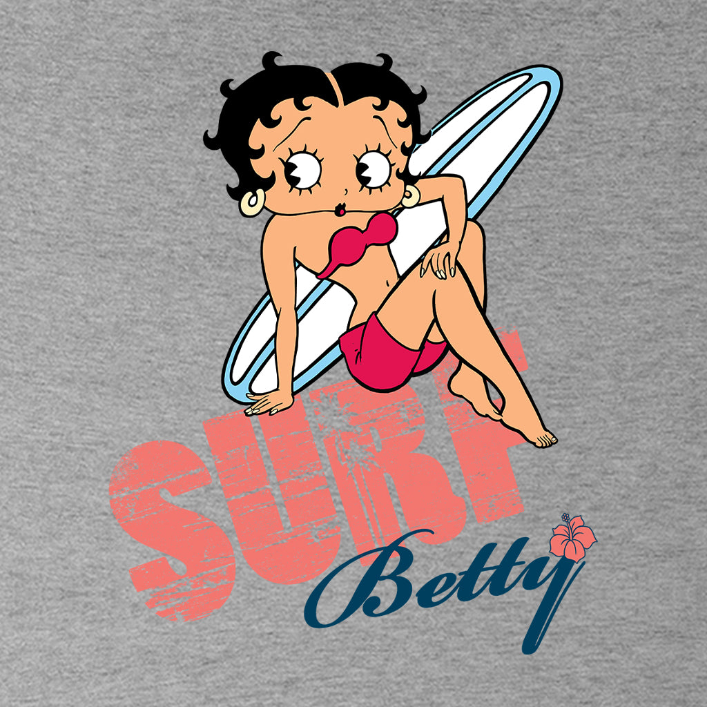 Betty Boop Surf White Blue Board Women's Hooded Sweatshirt